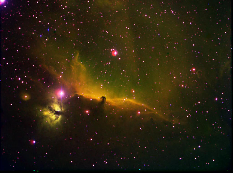 IC 434 + B33, Horsehead + NGC 2024, Flame Nebula nebula