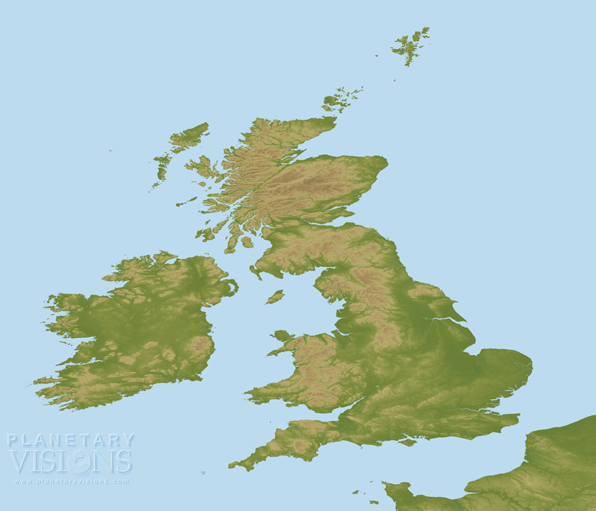 British Isles coloured by height