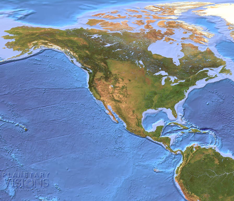 North America with bathymetry