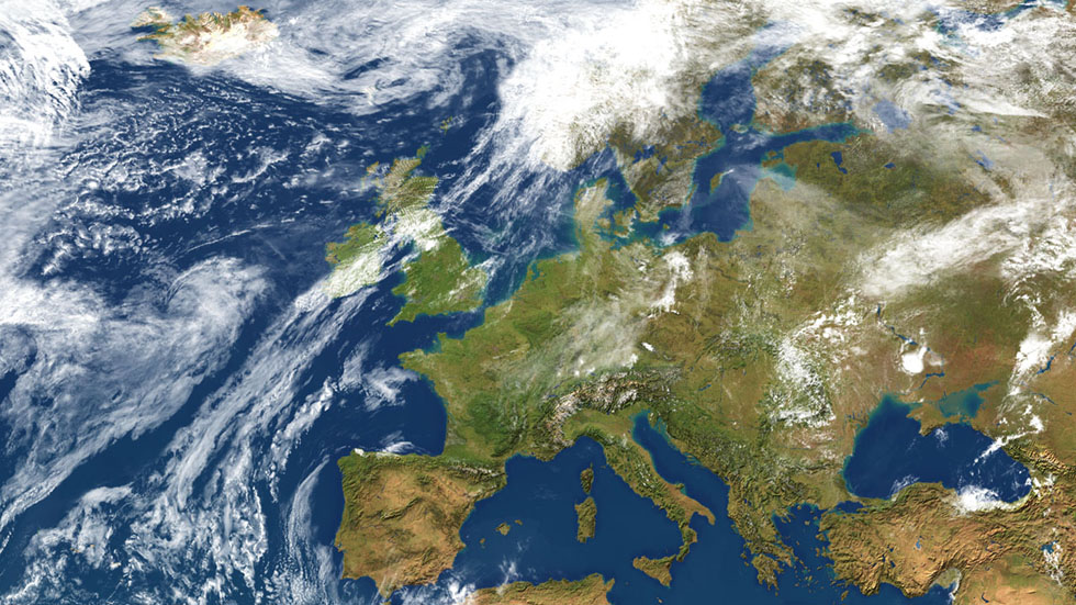 AVHRR with MODIS clouds Europe,