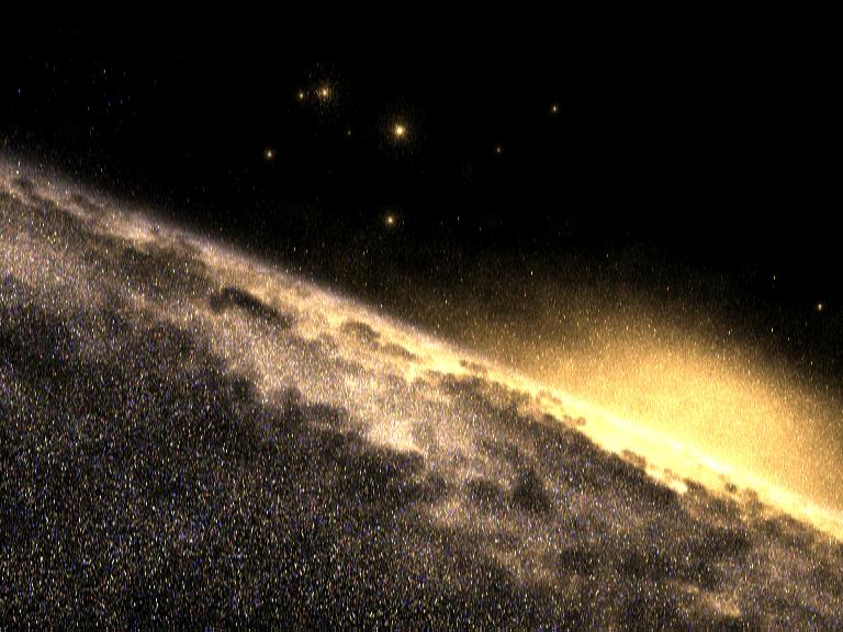 Looking across the galactic plane towards the nucleus