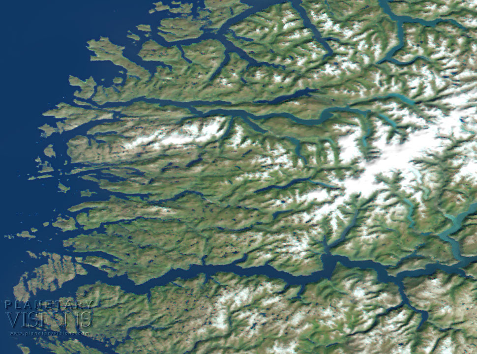 Norwegian coast  - Satellite Imagemap 250m Europe