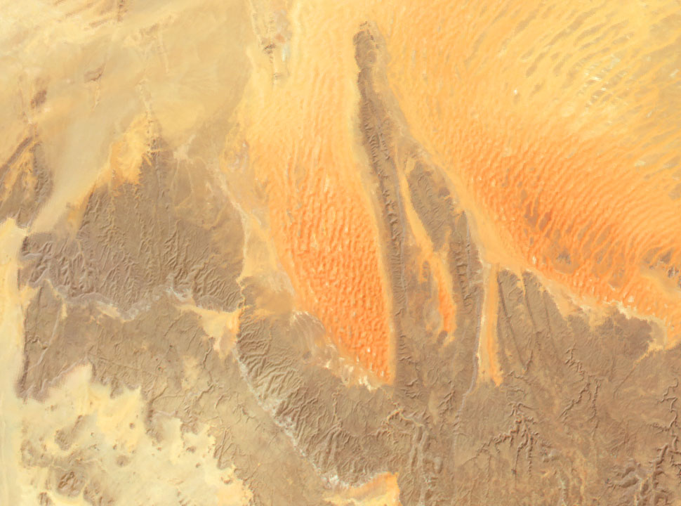 Sand dunes north of the Tassili-n-Ajjer, Algeria, - Satellite Imagemap 250m Europe