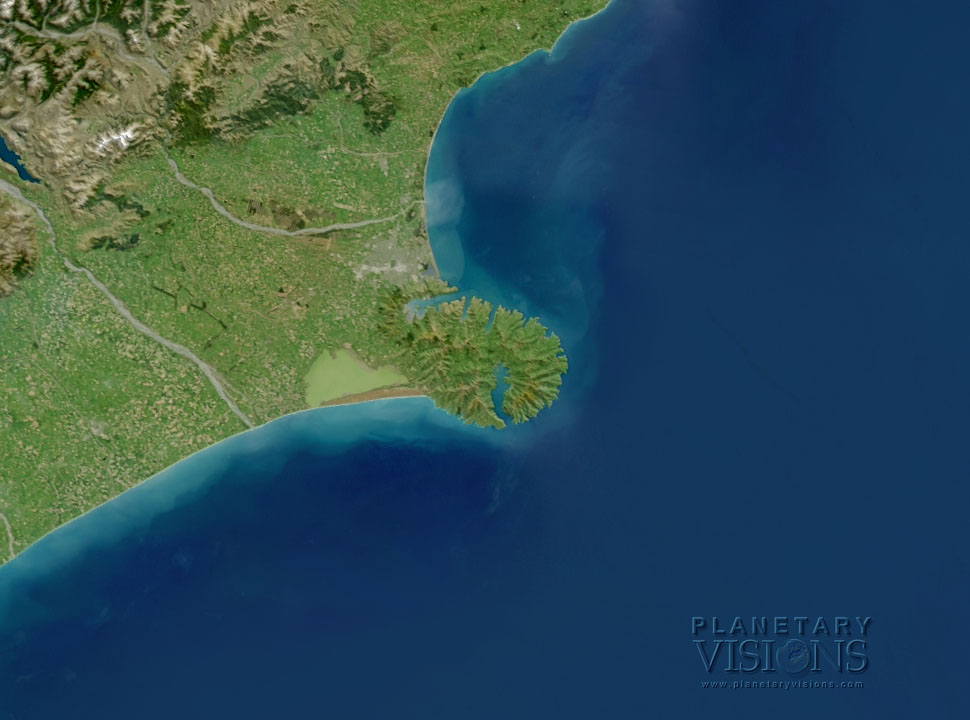 Banks Peninsula - Satellite Imagemap 250m New Zealand