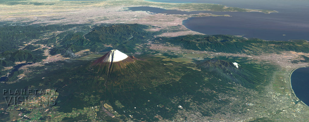 Simulated perspective view of Mount Fuji