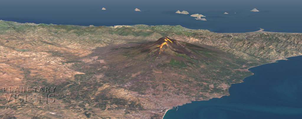 Simulated view of Mount Etna