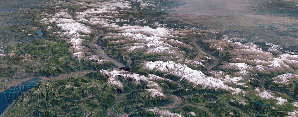 Simulated view of the Alps