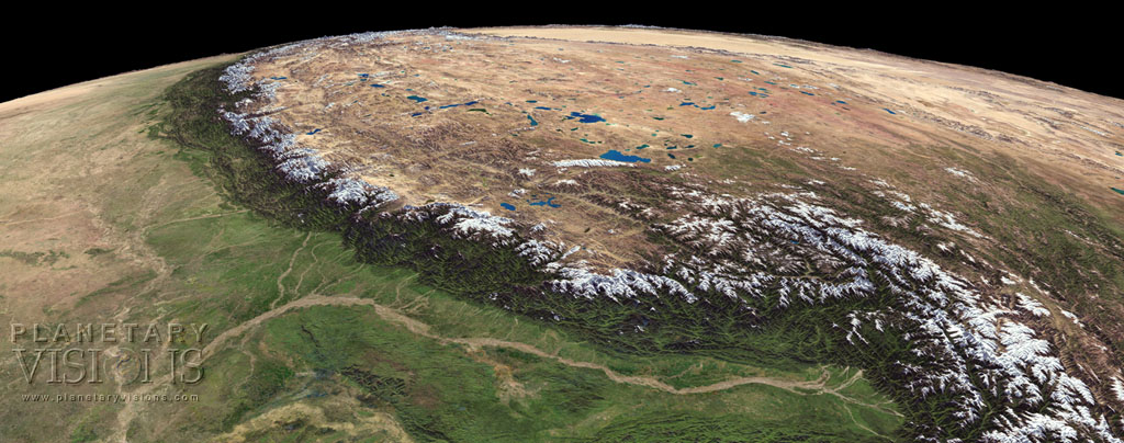 Simulated view of the Himalayas