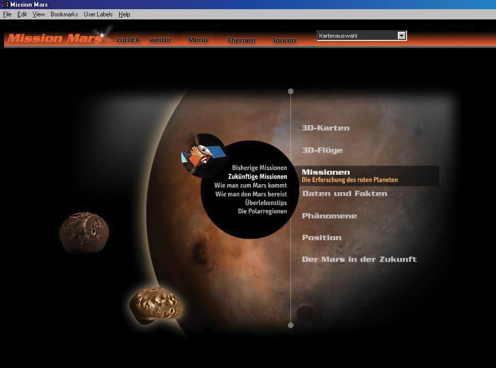 3D Mars contents screen