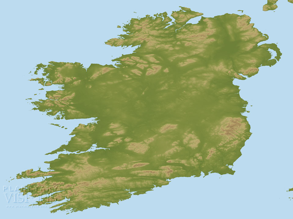 Ireland coloured by height