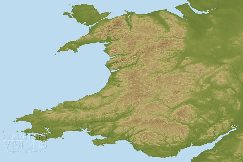 Wales coloured by height