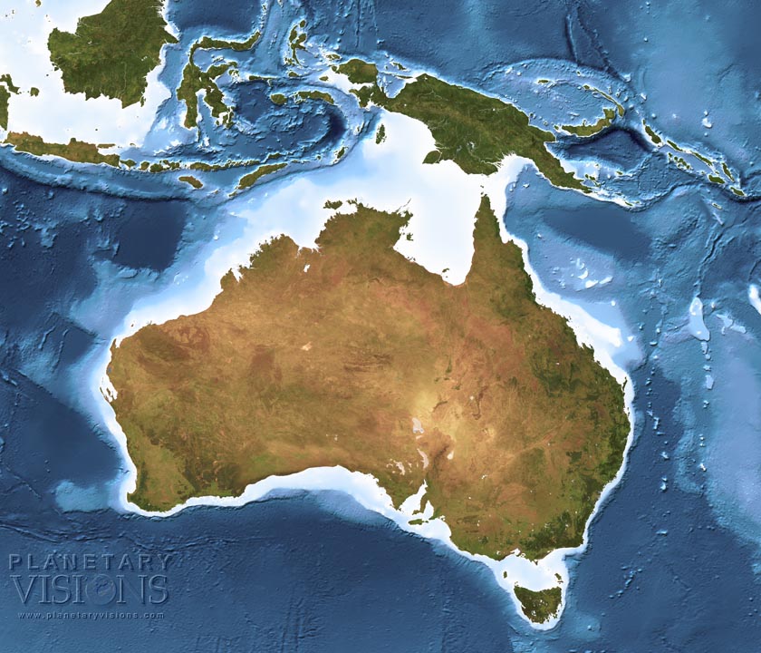 Australia satellite + bathymetry