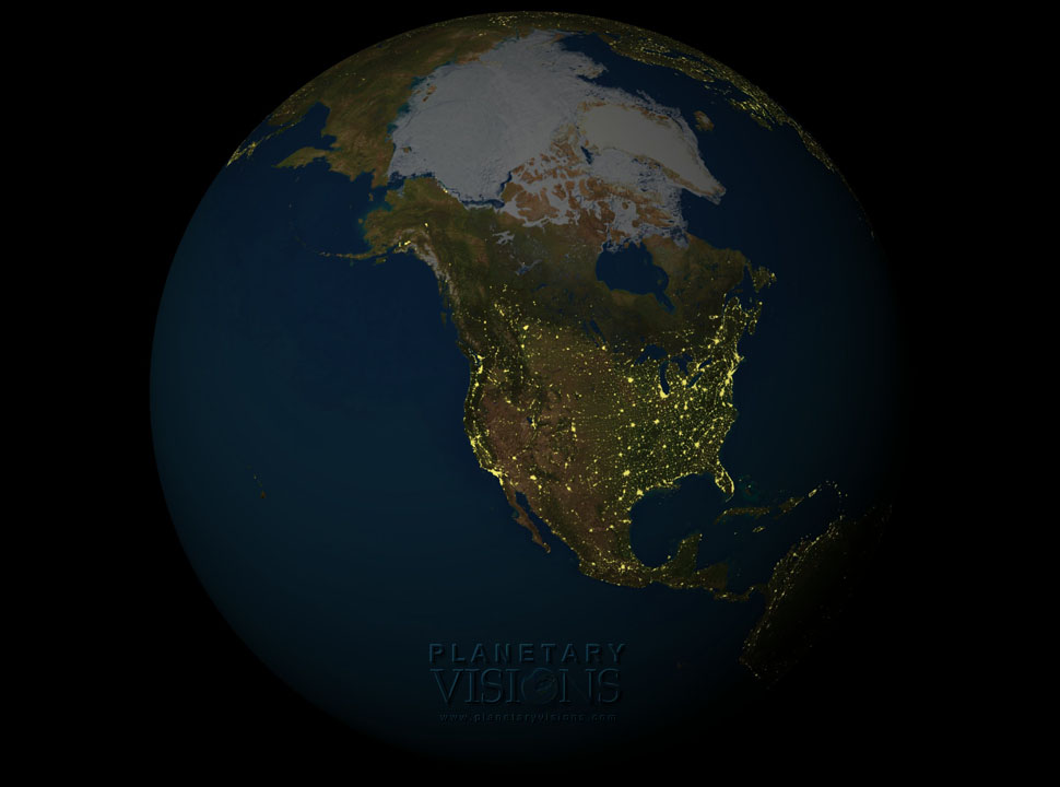 City lights satellite earth night