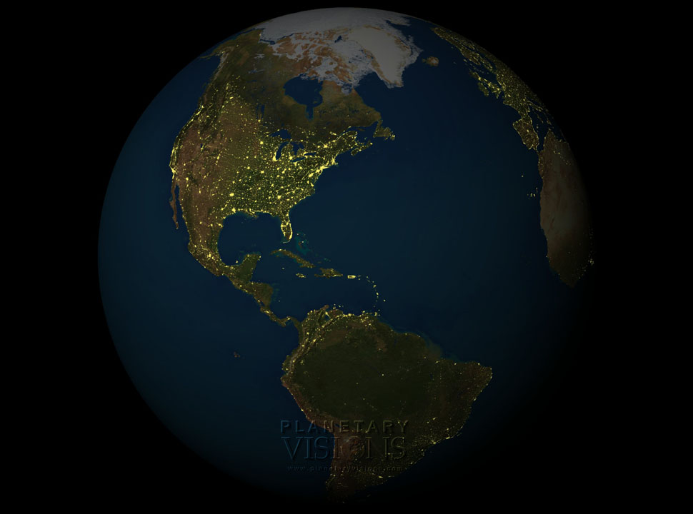 City lights satellite earth night