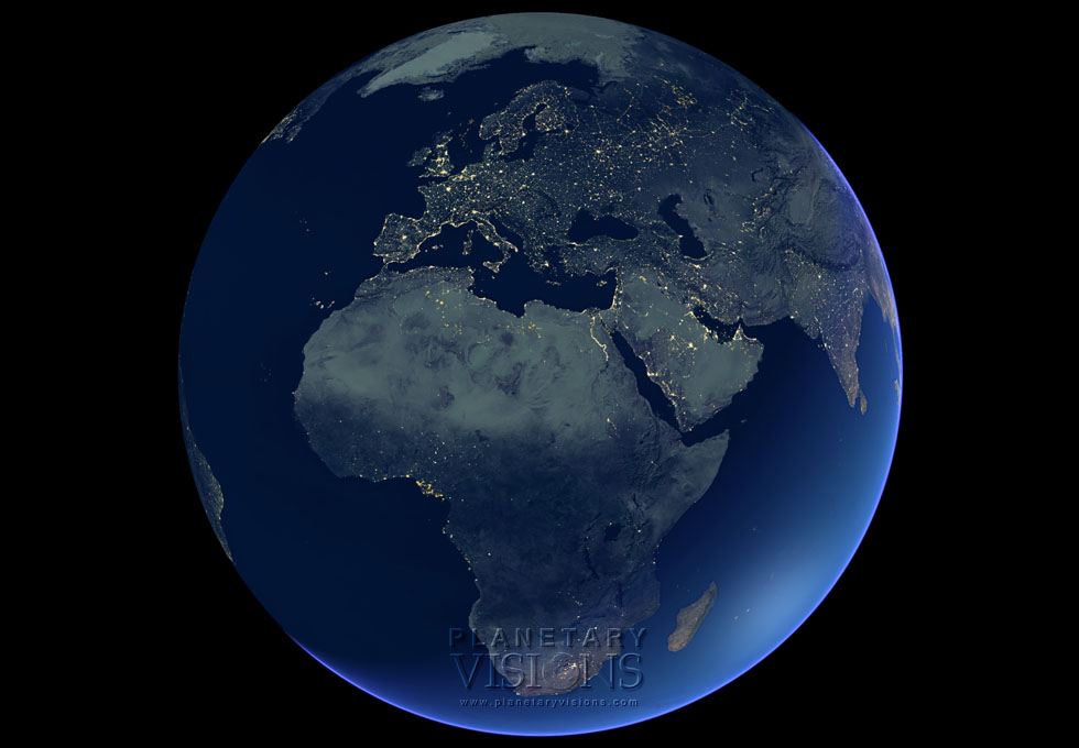 City lights satellite earth night