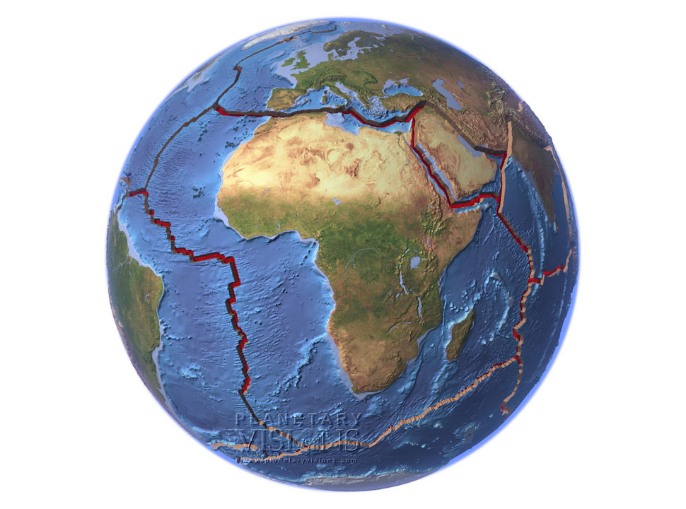 Africa tectonic globe