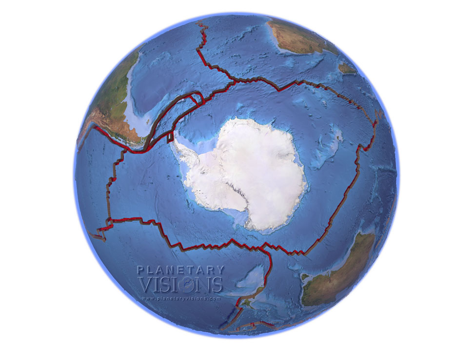 Antarctica tectonic globe
