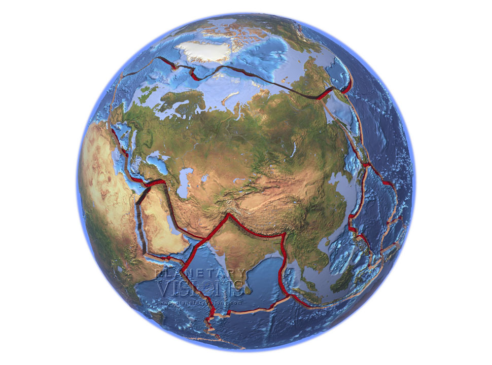 Eurasia tectonic globe