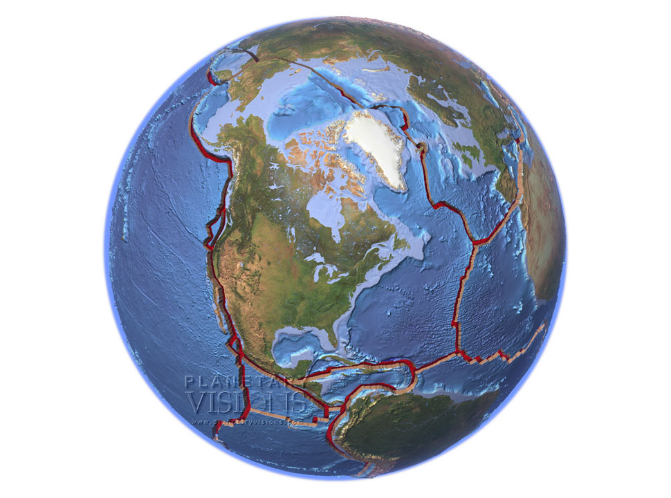 North America tectonic globe