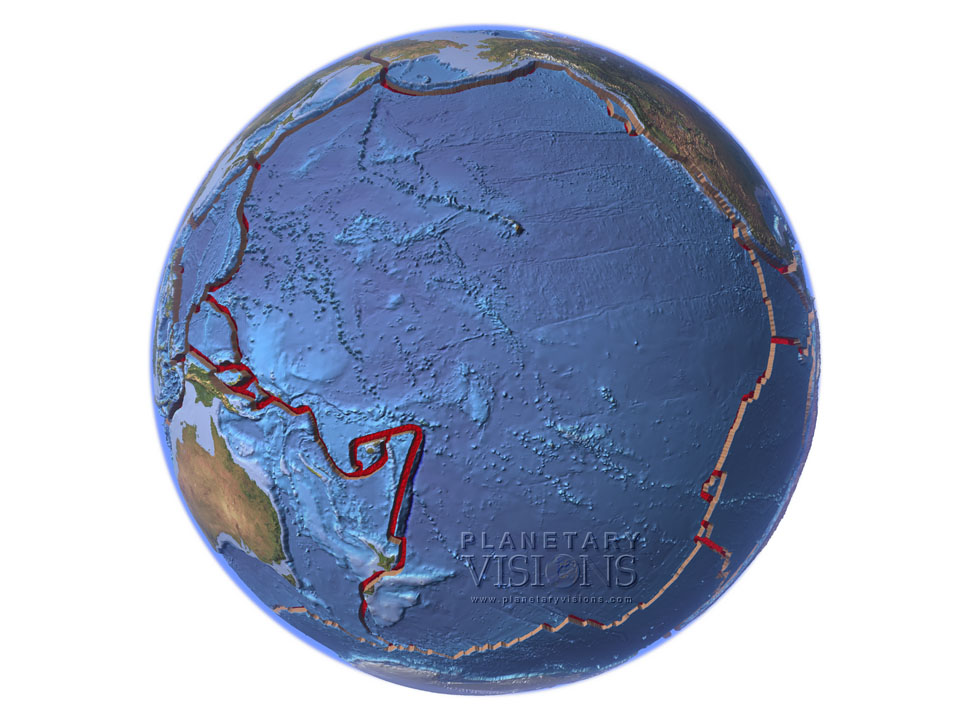 Pacific tectonic globe