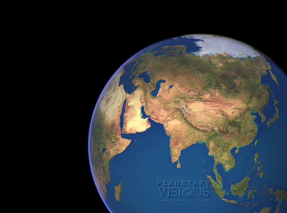 Cloud-free view of Asia.