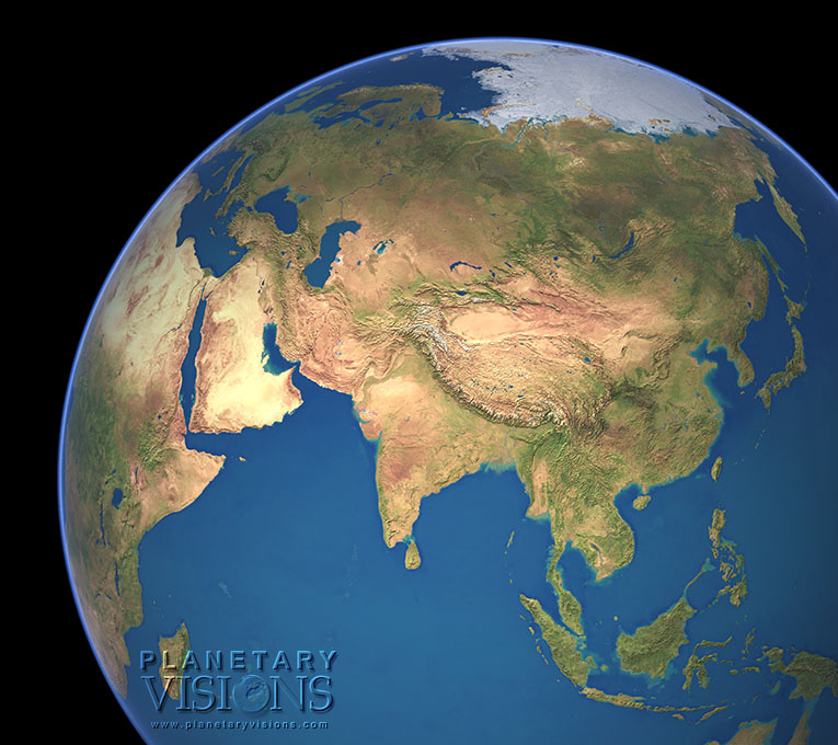 Cloud-free view of Asia.