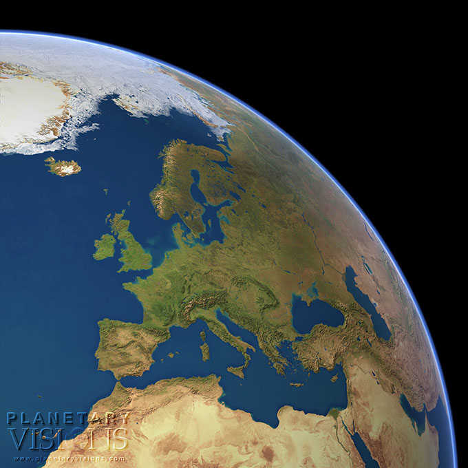 Cloud-free view of Europe.