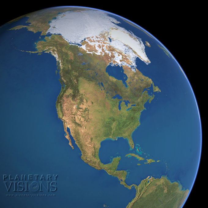 Cloud-free view of North America.