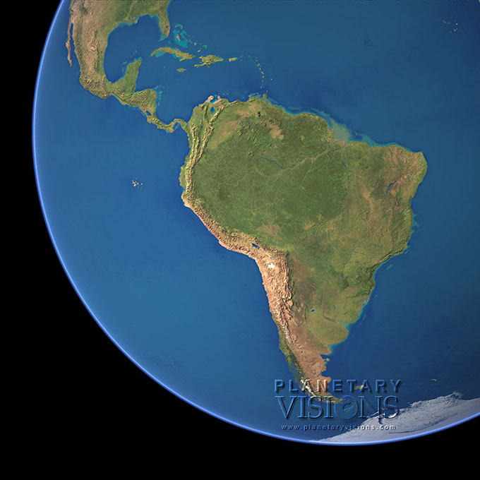 Cloud-free view of South America.