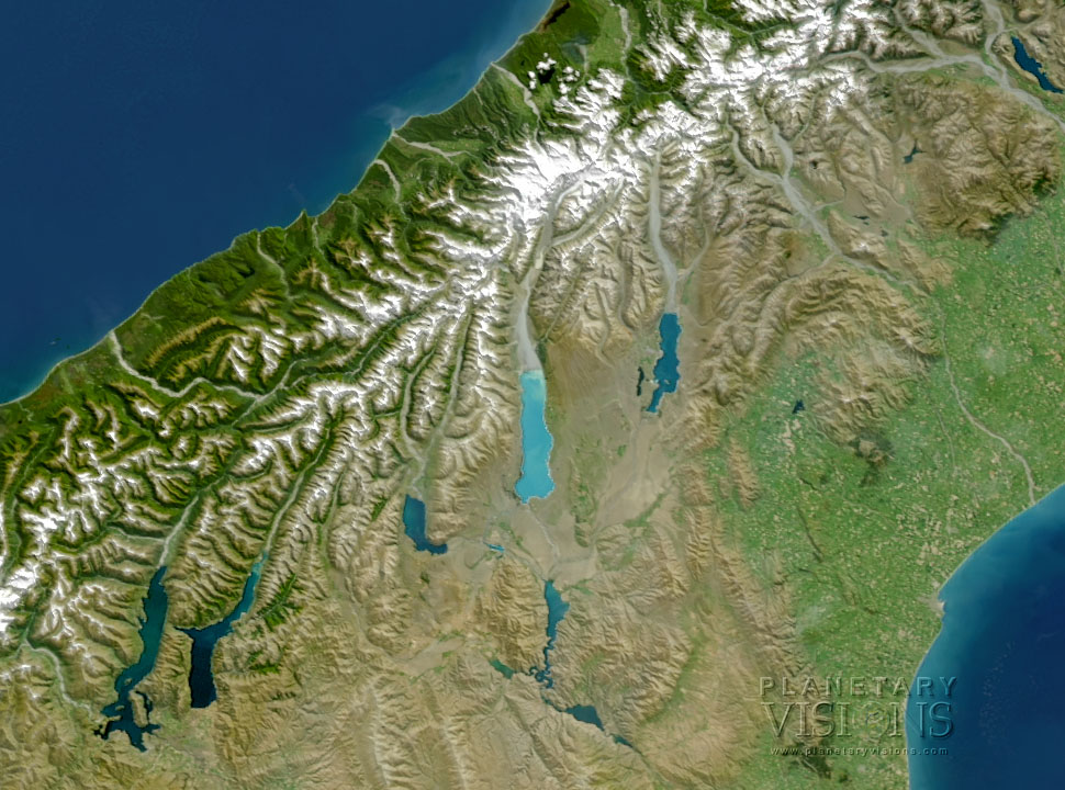 Lake Pukaki - Satellite Imagemap 250m New Zealand